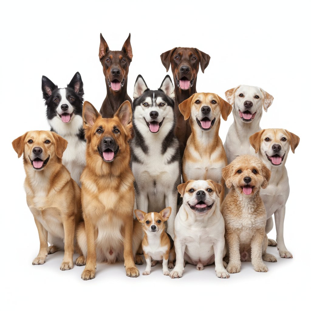 Grupo de perros de diferentes razas